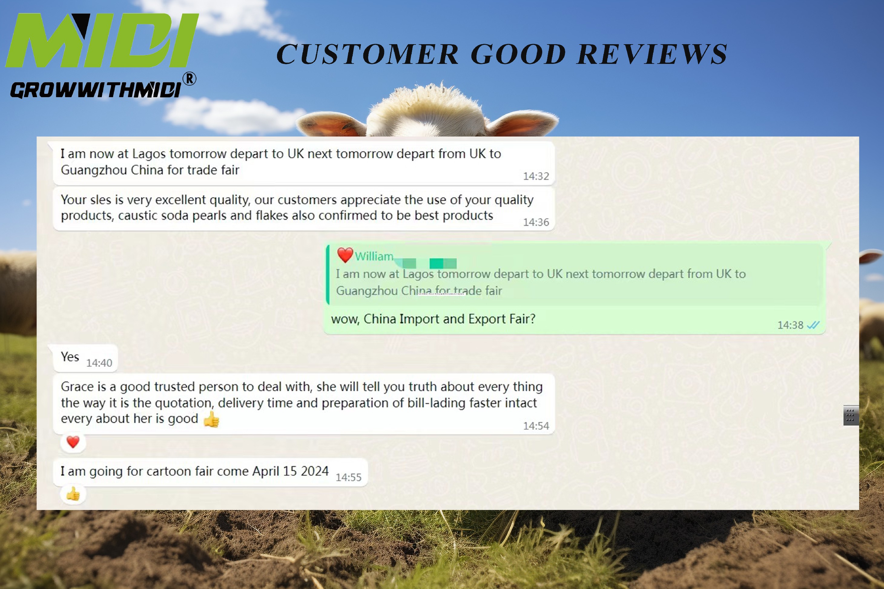 Customer Good Reviews for Colleague Grace